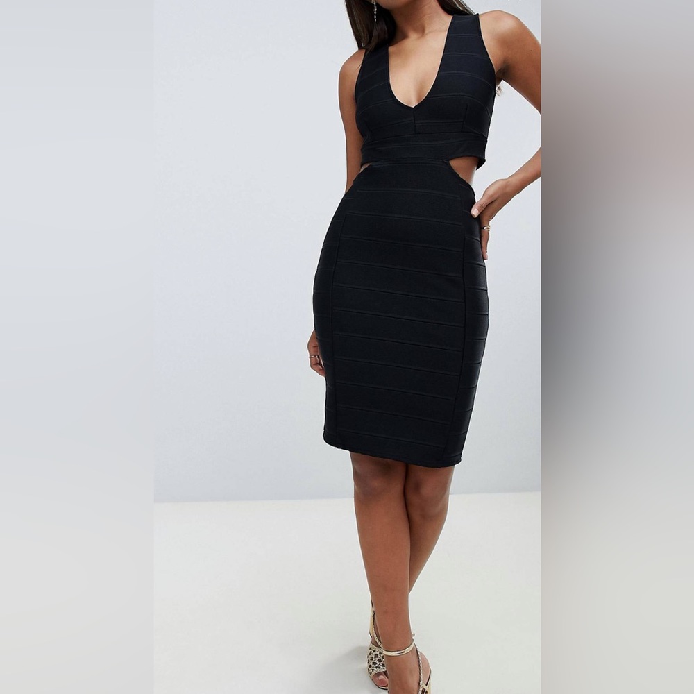 Miss Selfridge plunge cut out bodycon midi dress